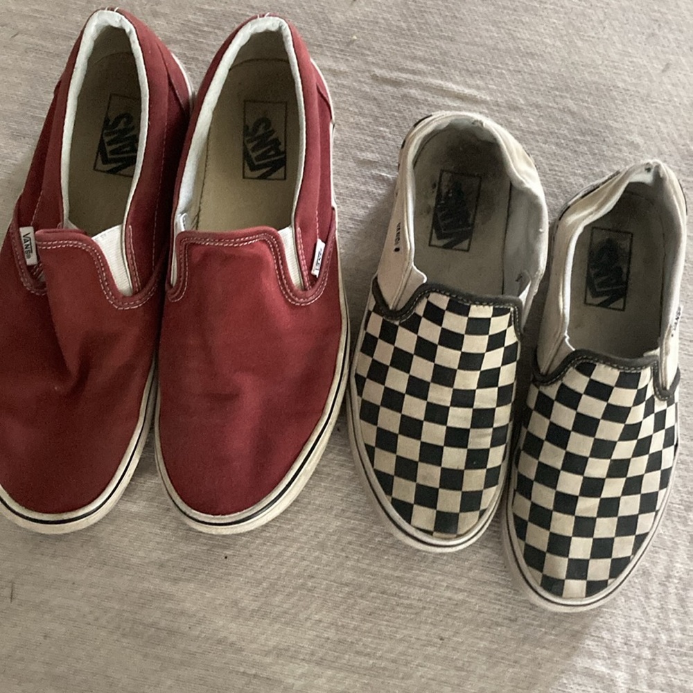 Vans Kids Slip-On Shoes - Red and Checkered